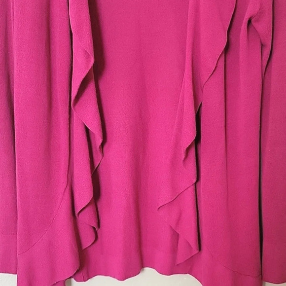 Lafayette 148 Pink Ruffle Open Front Longline Cardigan - Size Small - Picture 2 of 7